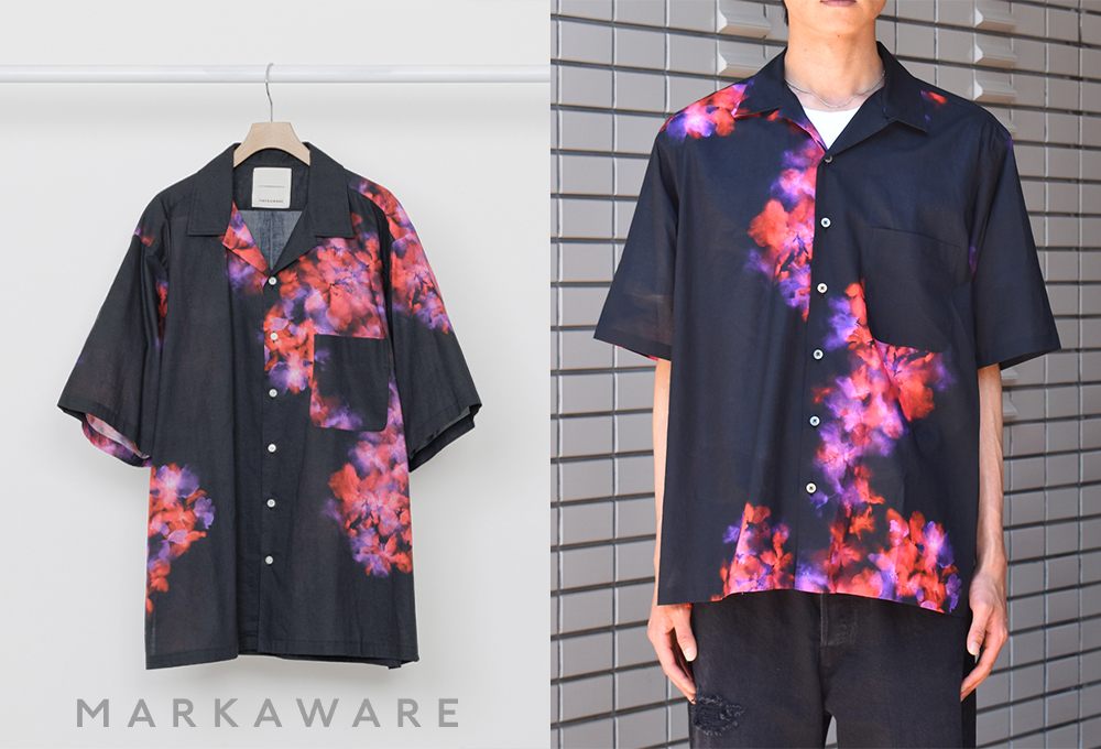 MARKAWARE (マーカウェア)から花柄プリントのオープンカラー半袖シャツ ...